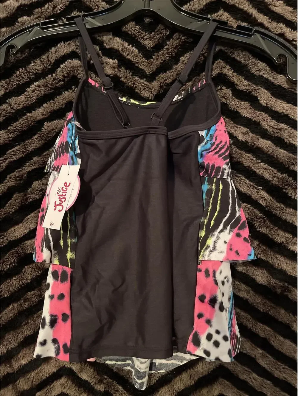 Justice Girls Size 8 Tie Dye 2 Piece Reversible Bottoms Swimsuit Set NWT! M655